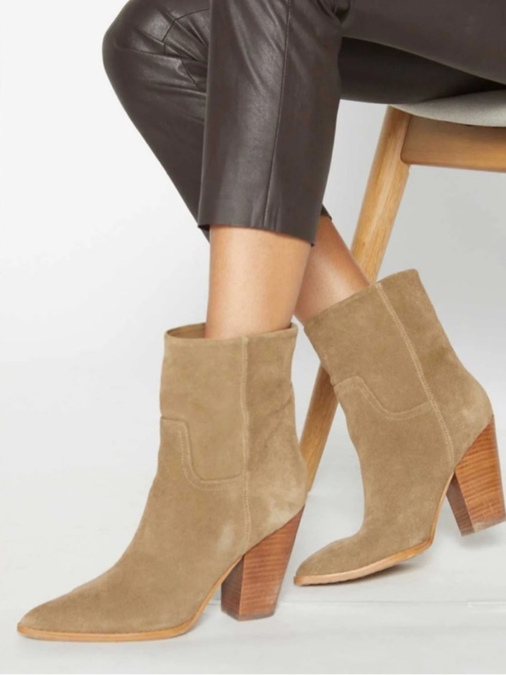 Brochu walker the Marfa suede western block heel ankle boot color antler sz 8